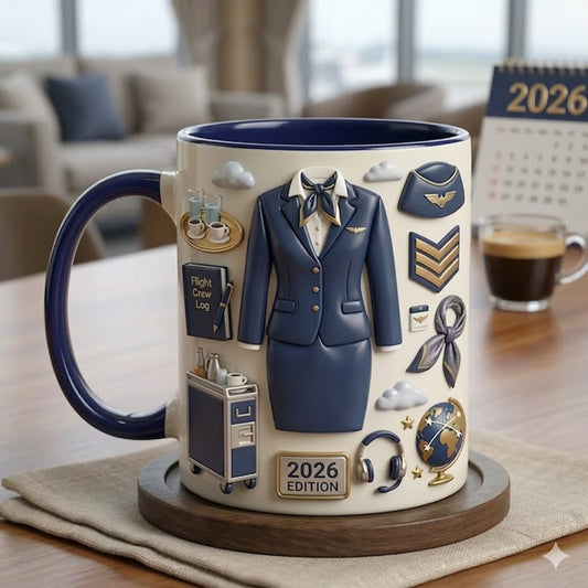 3D Flight Attendant Uniform Personalized Ceramic Mug