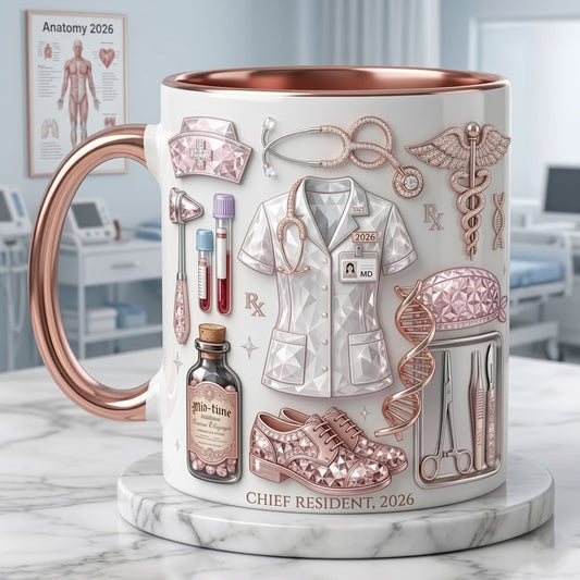 3D Personalized Rose Gold Crystal Nurse & Medical Professional Mug