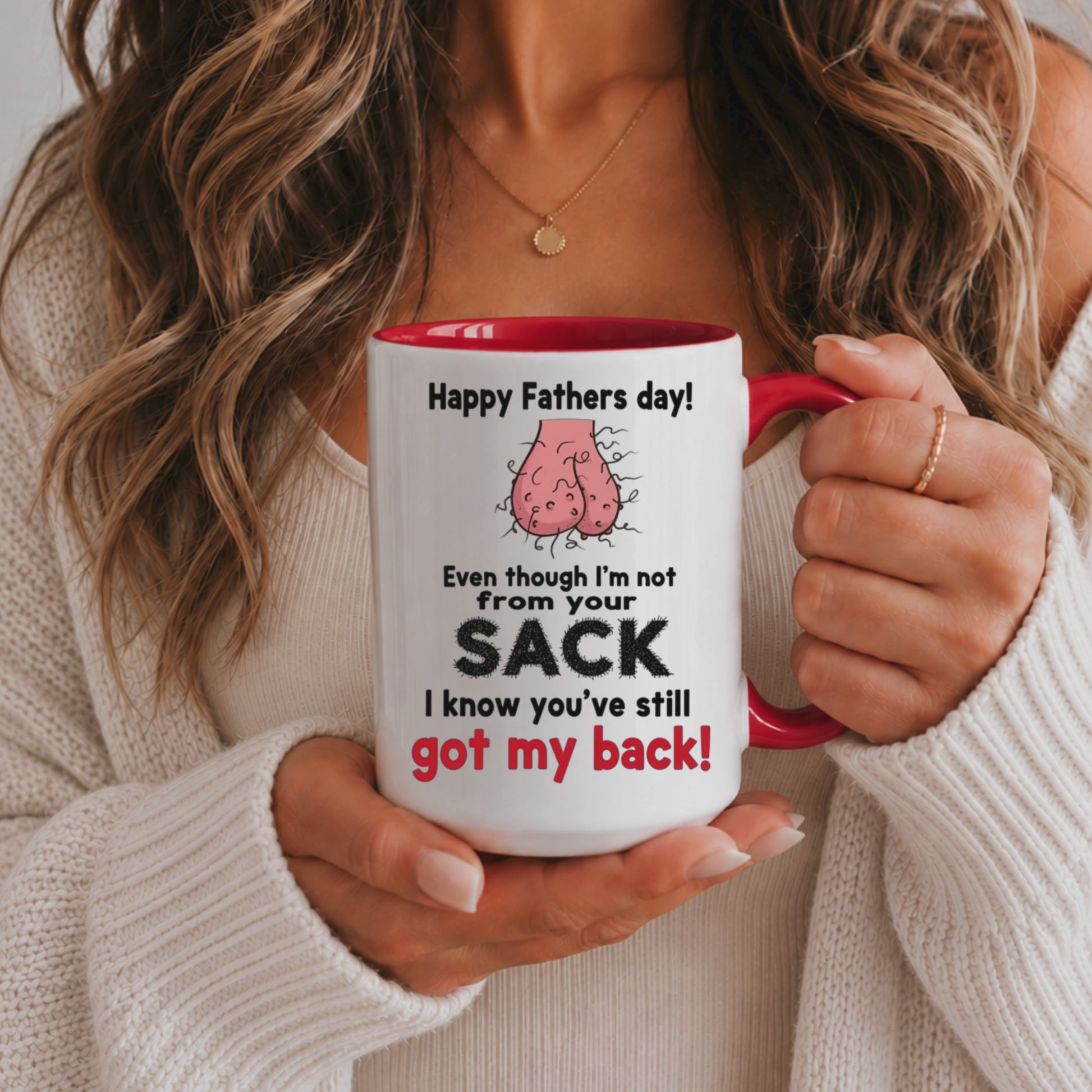 Funny Father's Day Mug – Even Though I'm Not From Your Sack I Know You've Still Got My Back Mug, Stepdad Gift, Bonus Dad Coffee Cup
