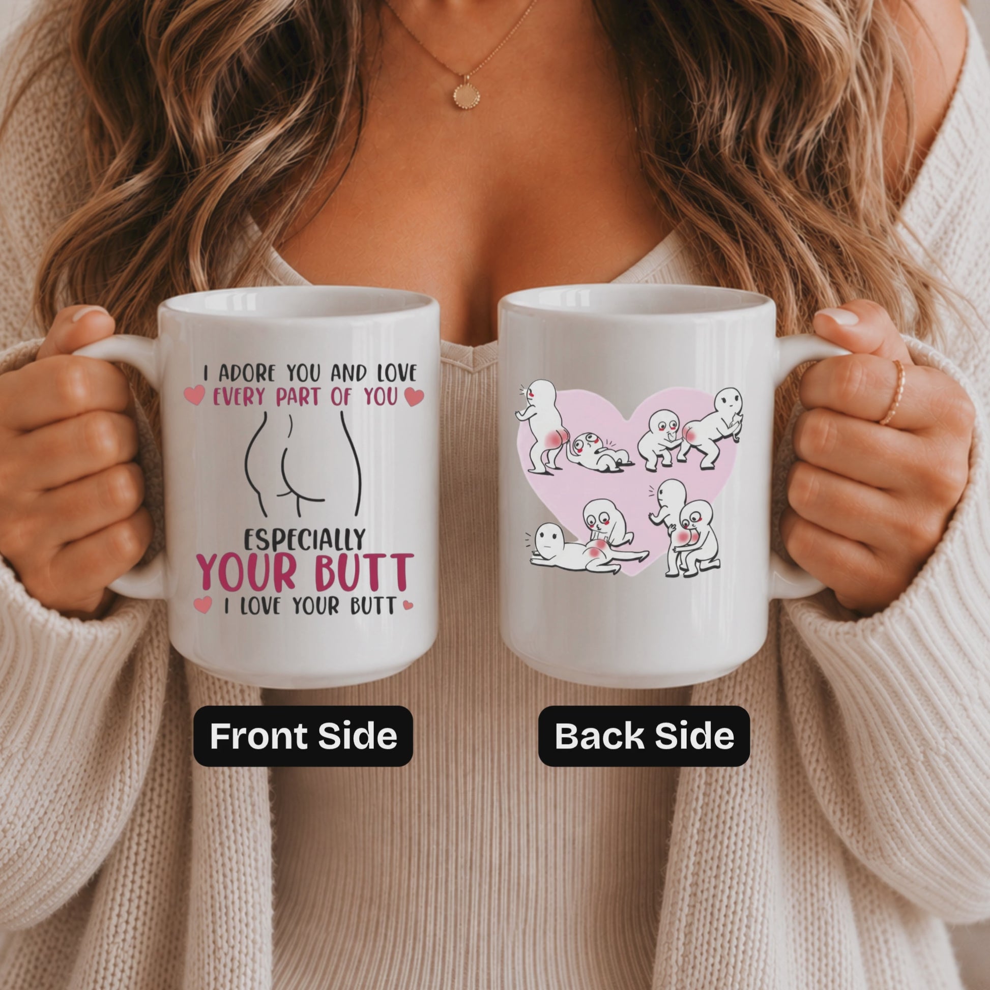Funny Butt Lover Mug – I Adore You and Love Every Part of You Especially Your Butt Coffee Mug, Romantic Gift for Boyfriend Girlfriend